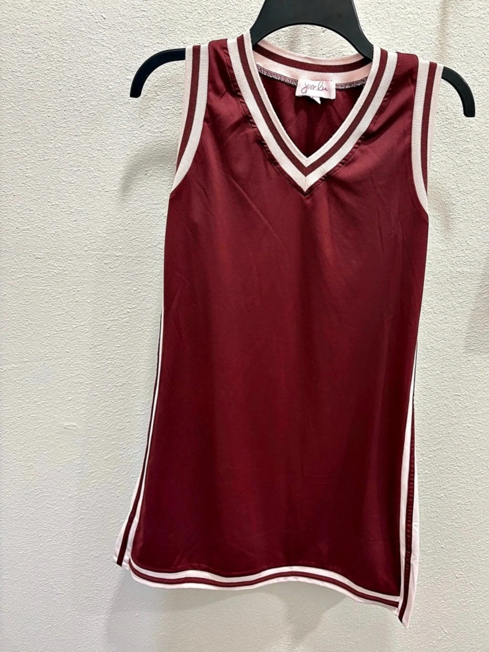 The Sideline Tunic Maroon-White Mini Dress w/ High-rise Biker Shorts 
Size Small